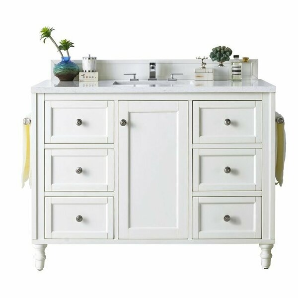 James Martin Vanities Copper Cove Encore 48in Single Vanity, Bright White w/ 3 CM Arctic Fall Solid Surface Top 301-V48-BW-3AF